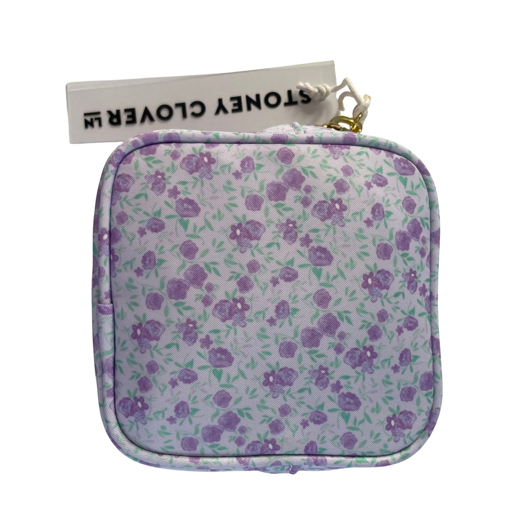 Stoney Clover Lane‎ Purple Floral Mini Pouch Nylon Makeup Bag Cottagecore NEW